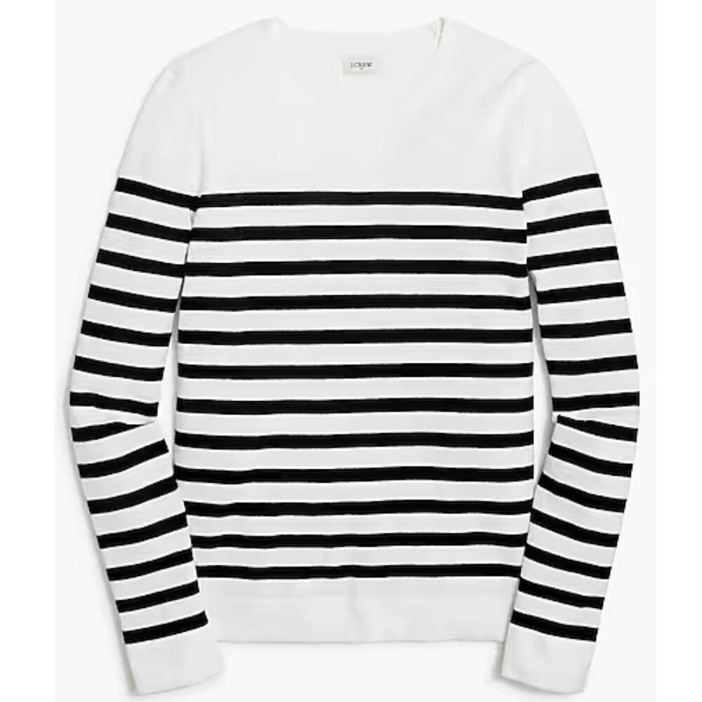 Madewell Teddie Sweater WMNS S Black White Stripe Pullover Crew Neck Cotton Knit